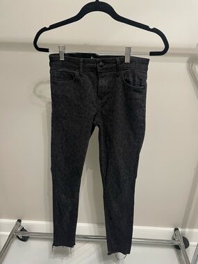 Sam Edelman Black Leopard-Print Skinny Jeans - The Kitten Mid Rise Skinny